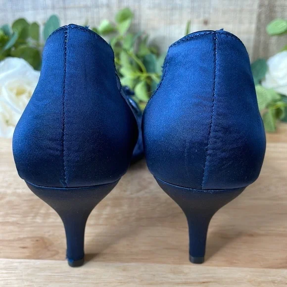 Karen Scott Womens Maralyn Open Toe Evening Heels Navy 10 M - Picture 4 of 6